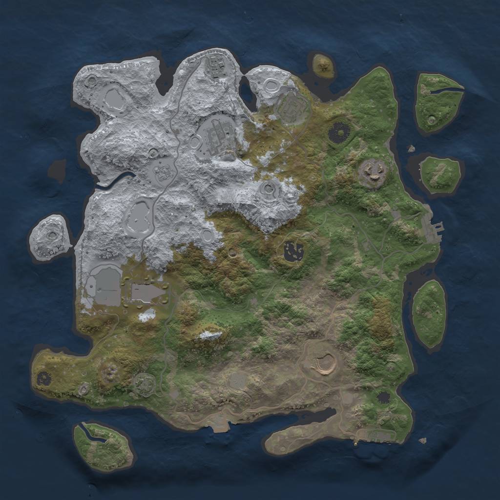 Rust Map: Procedural Map, Size: 3500, Seed: 423591914, 15 Monuments
