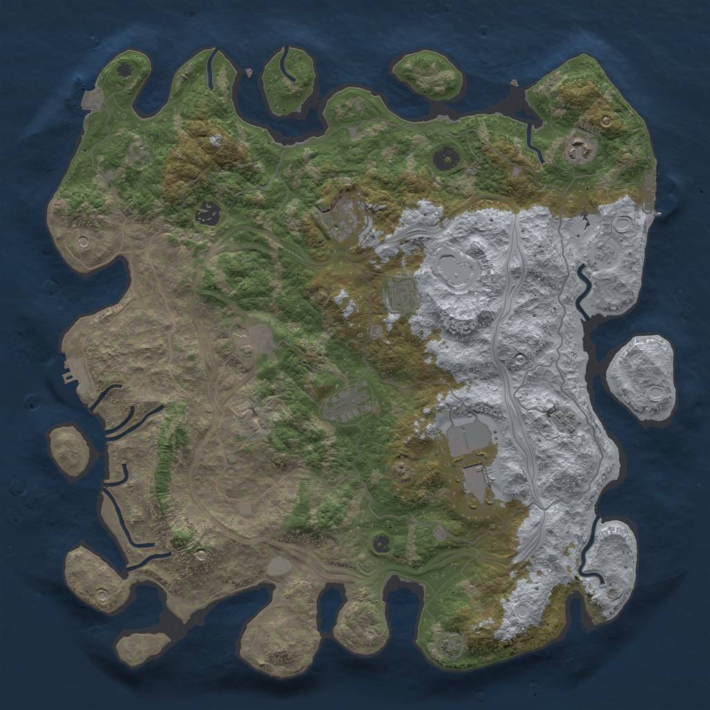 Rust Map: Procedural Map, Size: 4300, Seed: 46243756, 16 Monuments