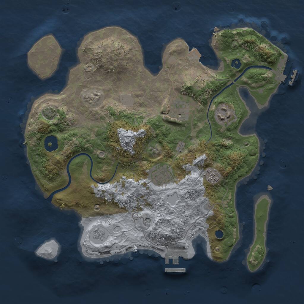 Rust Map: Procedural Map, Size: 3000, Seed: 999038123, 10 Monuments