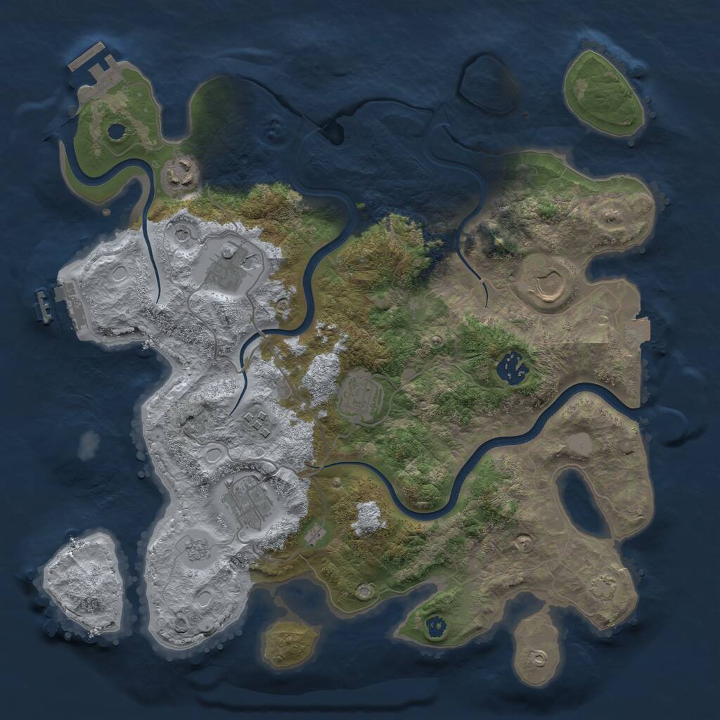 Rust Map: Procedural Map, Size: 3500, Seed: 769545421, 13 Monuments