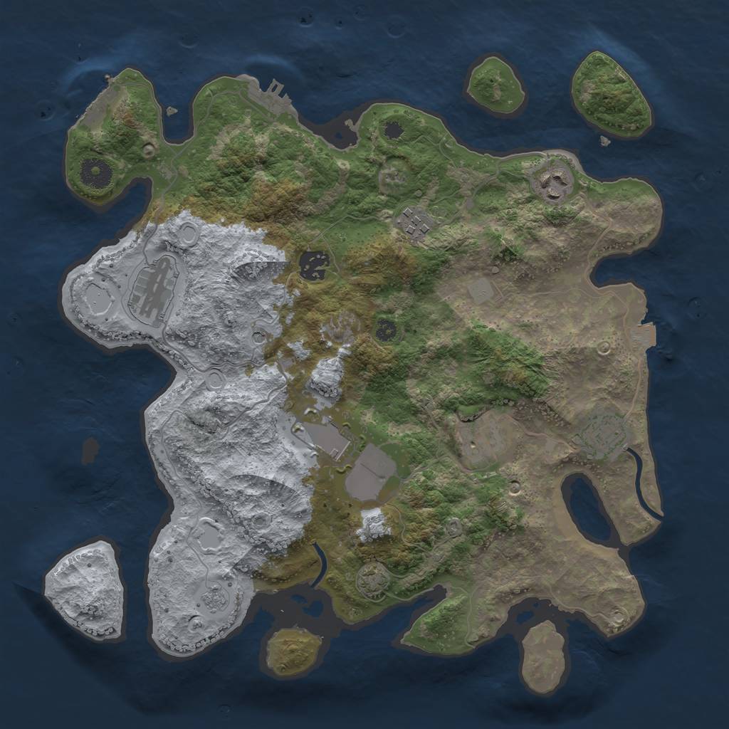 Rust Map: Procedural Map, Size: 3500, Seed: 769545421, 15 Monuments