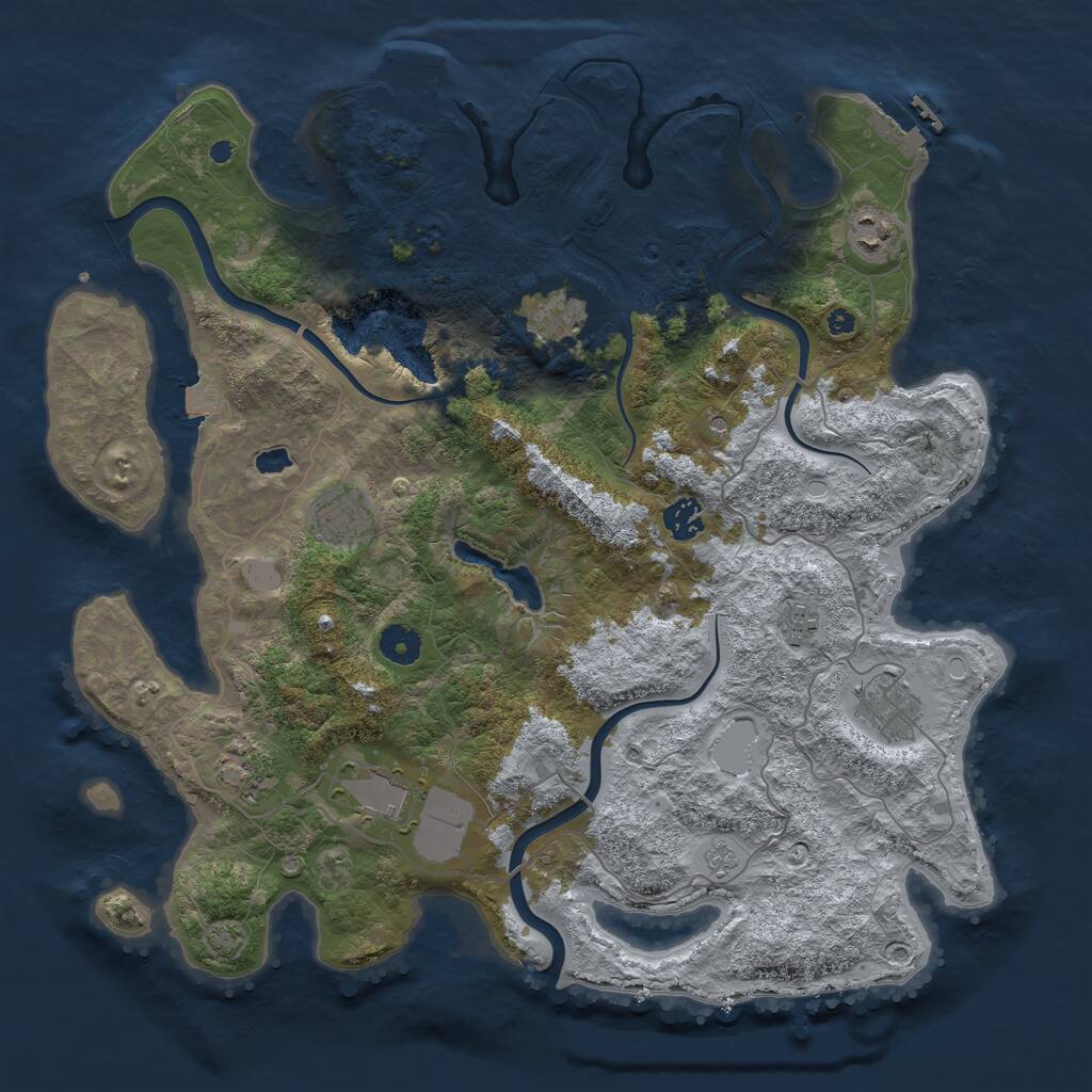 Rust Map: Procedural Map, Size: 4000, Seed: 940837568, 14 Monuments