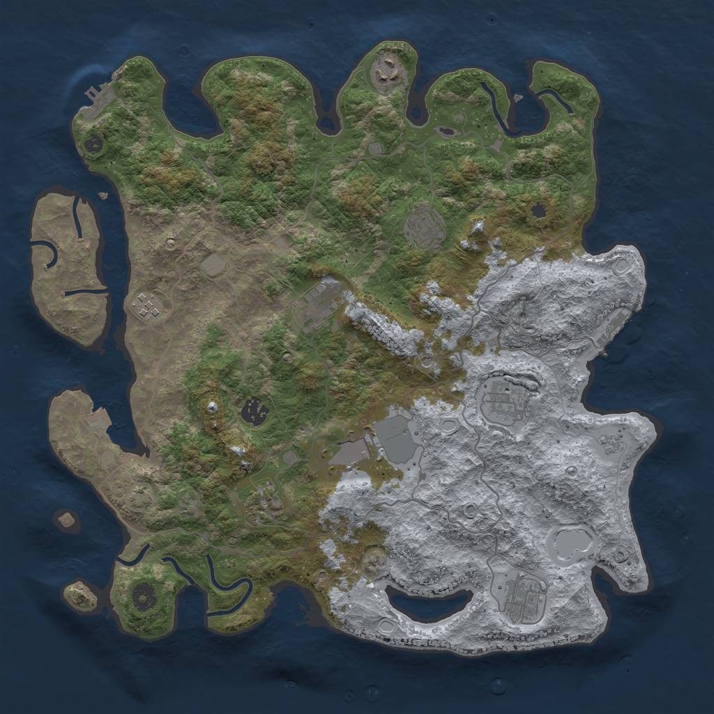 Rust Map: Procedural Map, Size: 4000, Seed: 940837568, 17 Monuments