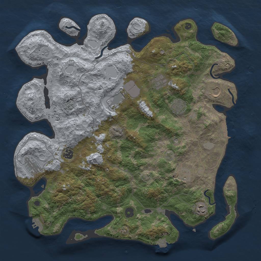 Rust Map: Procedural Map, Size: 4000, Seed: 93072364, 17 Monuments