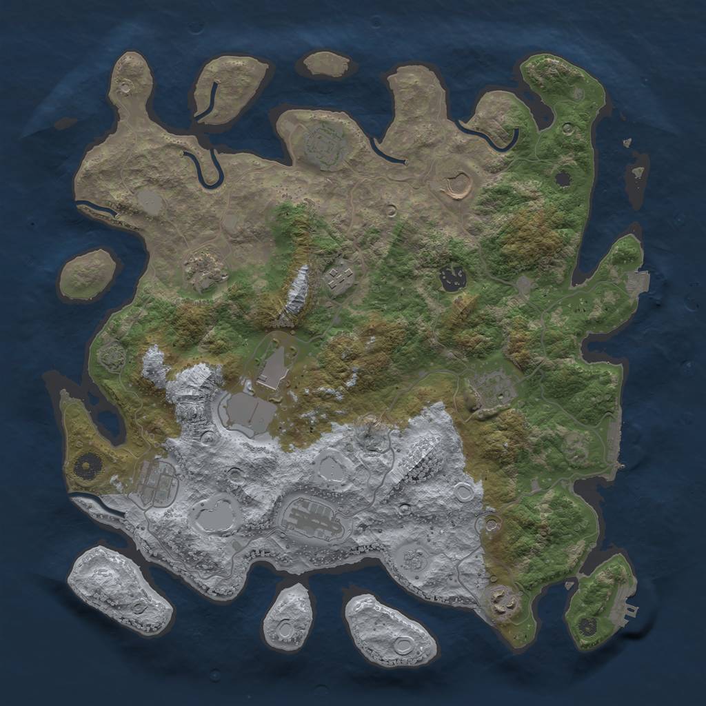 Rust Map: Procedural Map, Size: 3900, Seed: 2981178, 18 Monuments