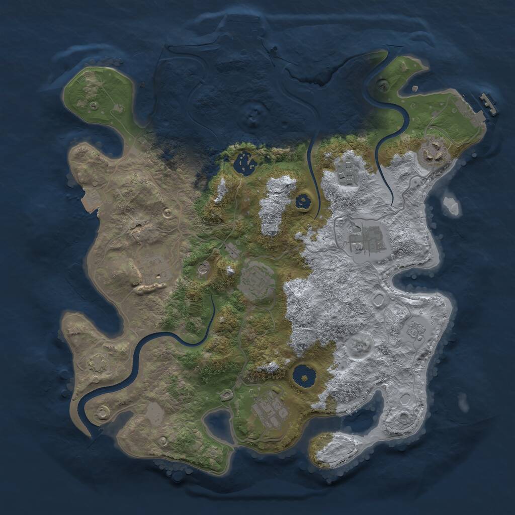 Rust Map: Procedural Map, Size: 3400, Seed: 89861131, 13 Monuments
