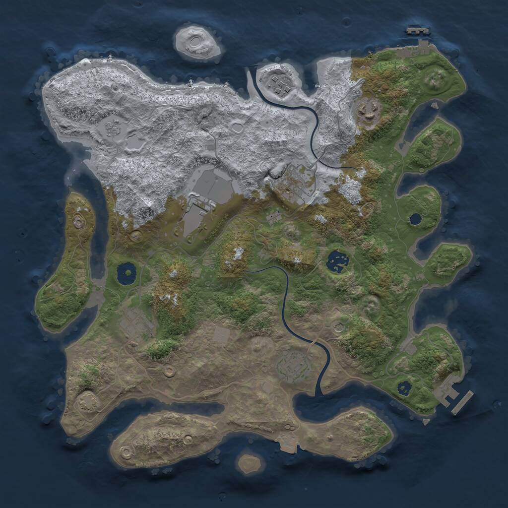 Rust Map: Procedural Map, Size: 3550, Seed: 18617782, 13 Monuments