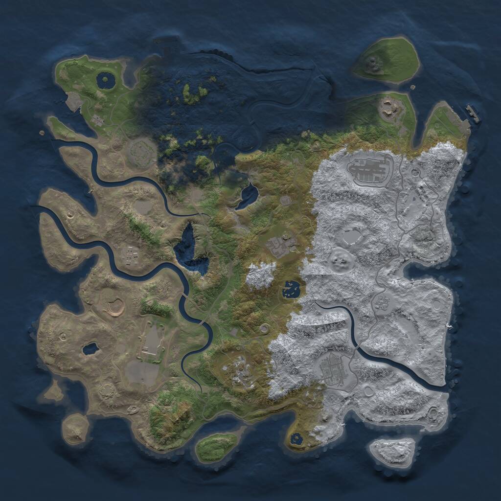 Rust Map: Procedural Map, Size: 4100, Seed: 85089389, 16 Monuments