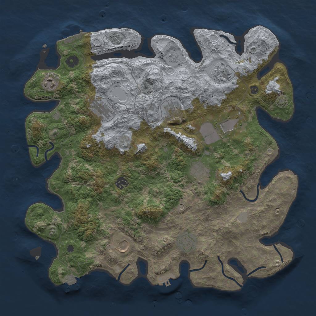 Rust Map: Procedural Map, Size: 3900, Seed: 67162742, 18 Monuments
