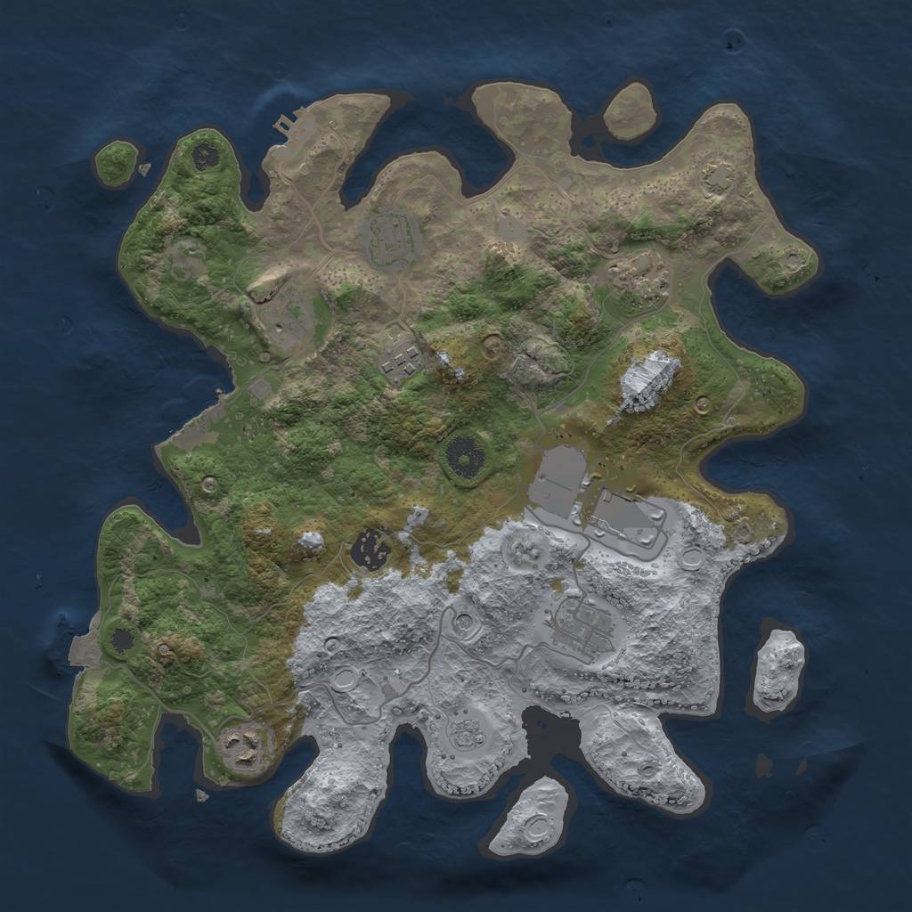 Rust Map: Procedural Map, Size: 3500, Seed: 28269181, 16 Monuments