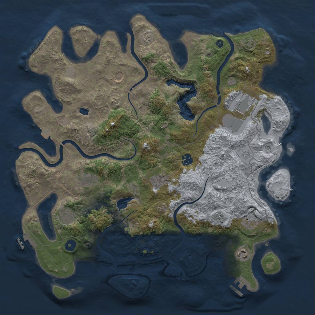 Rust Map: Procedural Map, Size: 4149, Seed: 1245, 15 Monuments