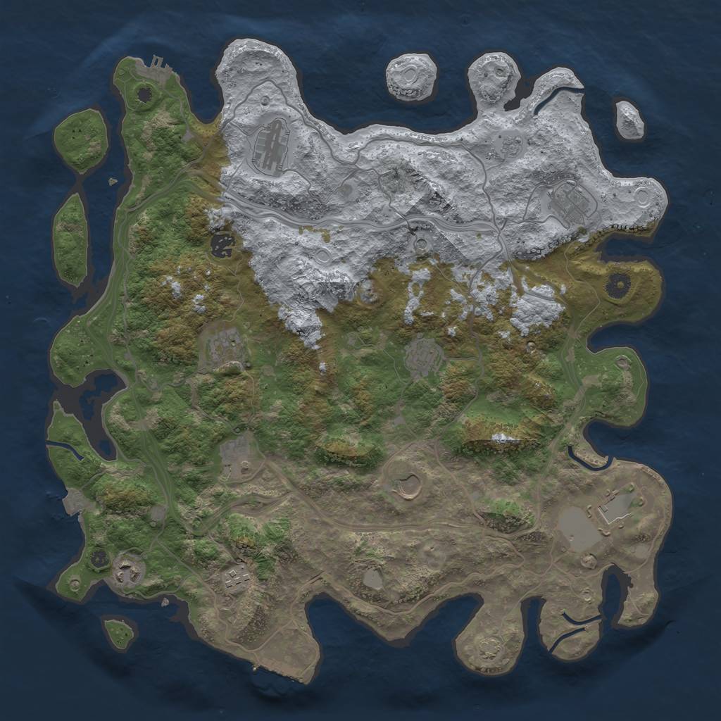 Rust Map: Procedural Map, Size: 4300, Seed: 77349304, 18 Monuments