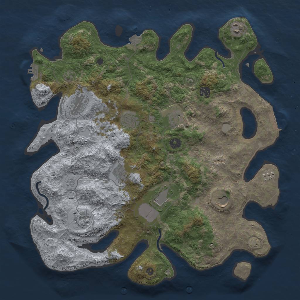 Rust Map: Procedural Map, Size: 3950, Seed: 79731739, 18 Monuments