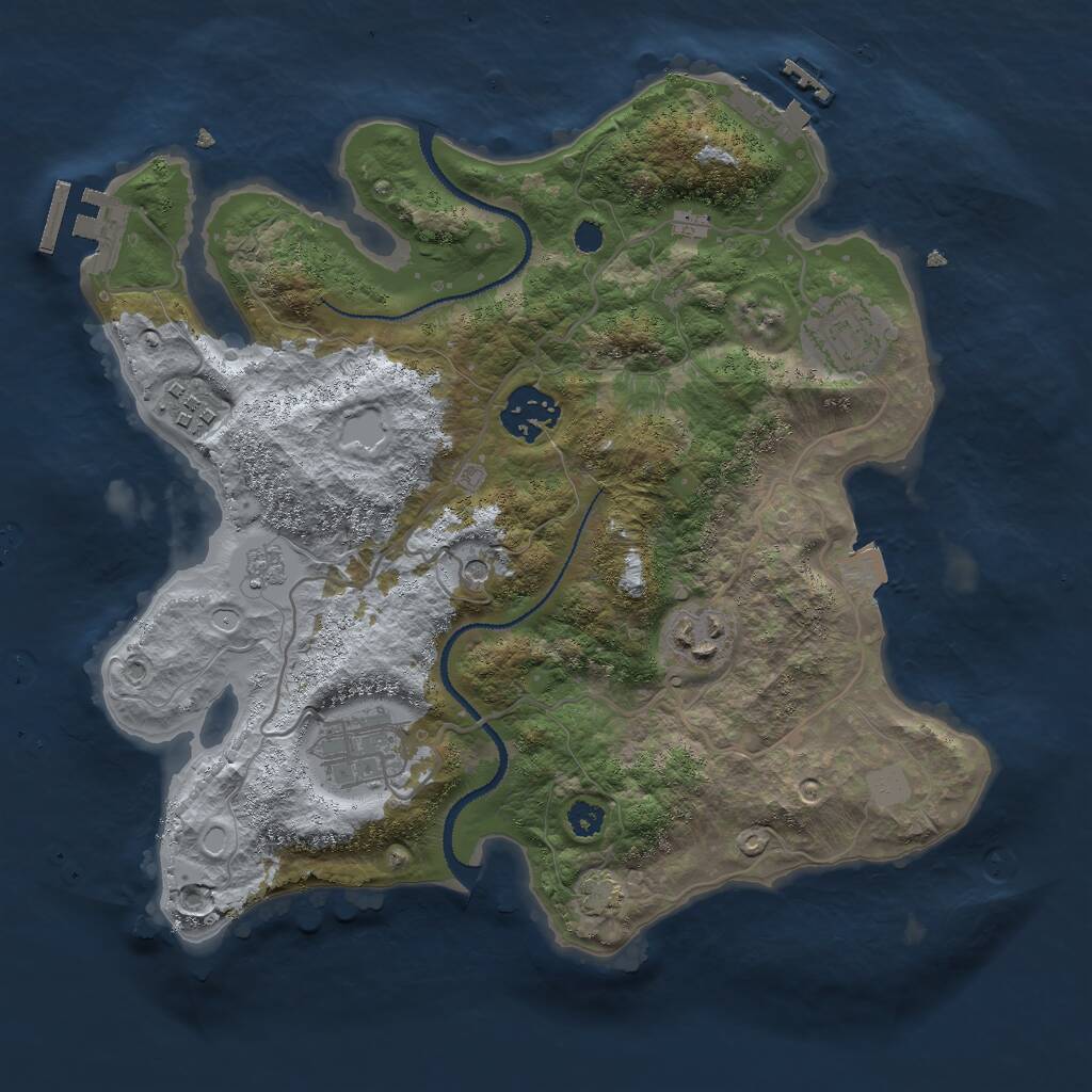 Rust Map: Procedural Map, Size: 3000, Seed: 1491, 11 Monuments