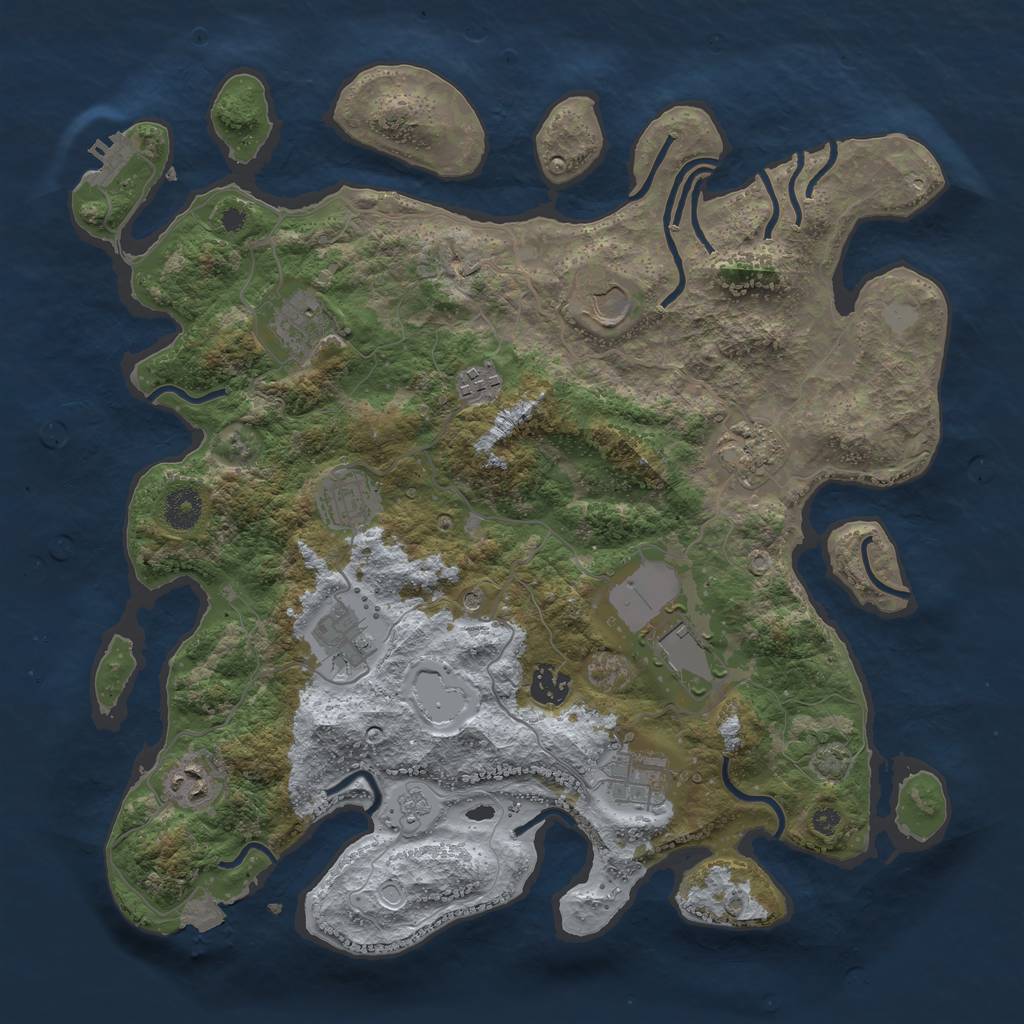 Rust Map: Procedural Map, Size: 3800, Seed: 89384622, 17 Monuments