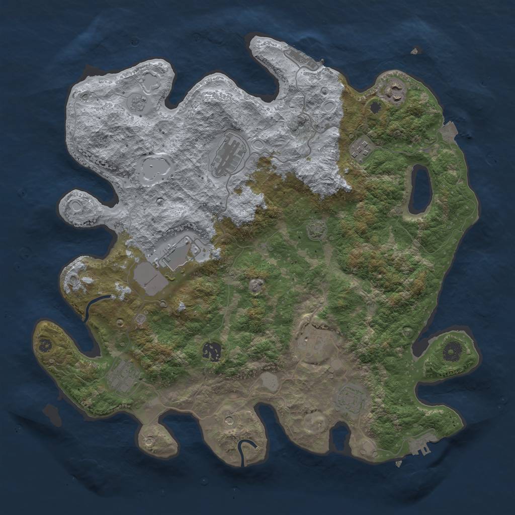 Rust Map: Procedural Map, Size: 3900, Seed: 39318651, 16 Monuments