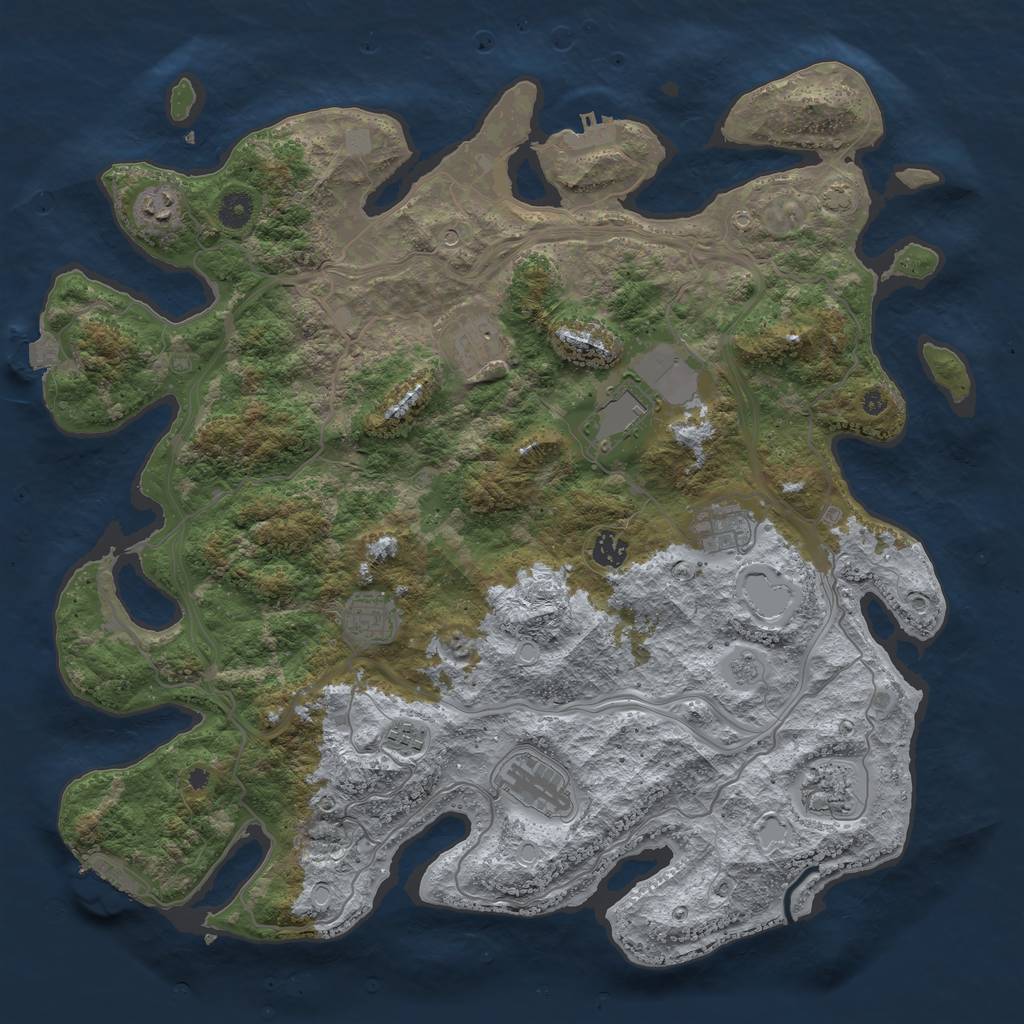 Rust Map: Procedural Map, Size: 4300, Seed: 75729514, 17 Monuments
