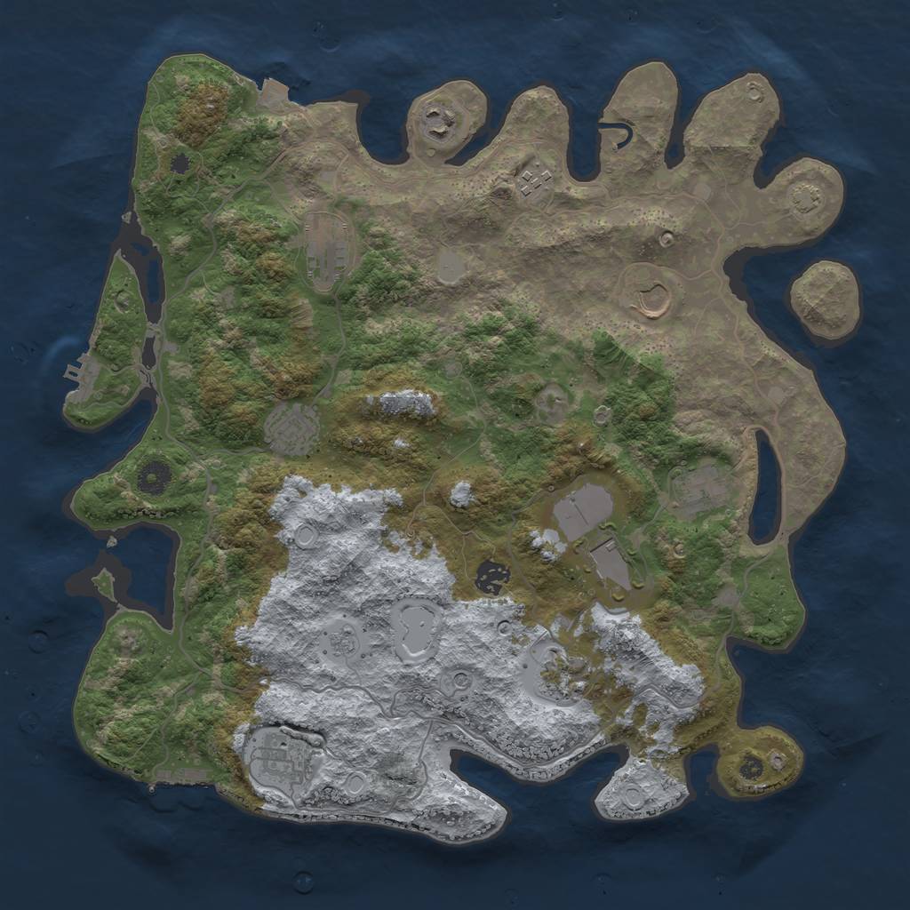 Rust Map: Procedural Map, Size: 4000, Seed: 9213206, 18 Monuments