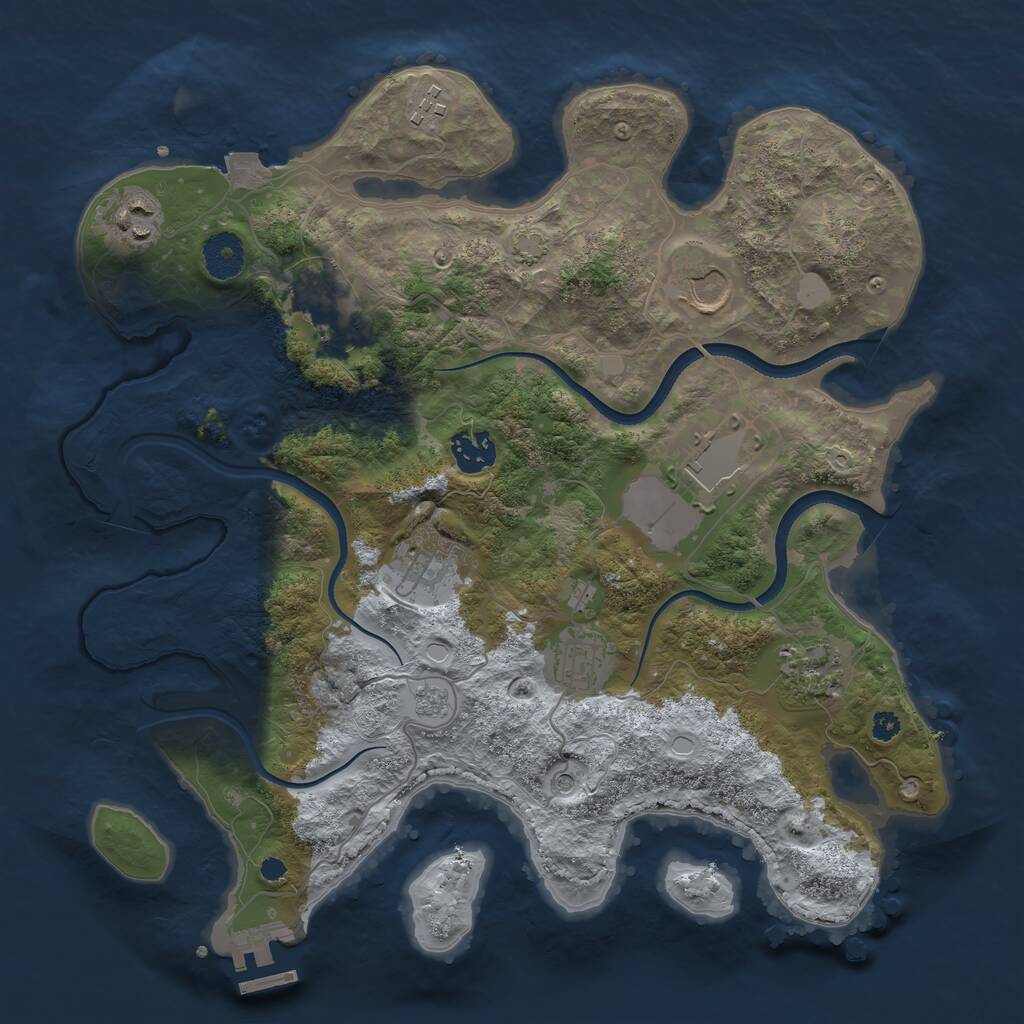 Rust Map: Procedural Map, Size: 3500, Seed: 28320751, 14 Monuments