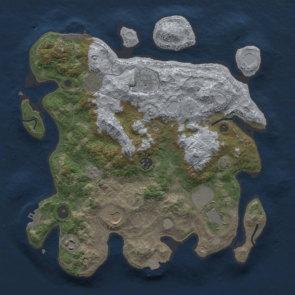 Rust Map: Procedural Map, Size: 3500, Seed: 58953945, 15 Monuments
