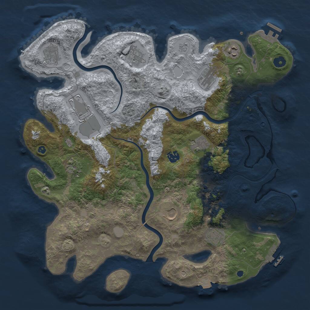 Rust Map: Procedural Map, Size: 3950, Seed: 67041169, 17 Monuments