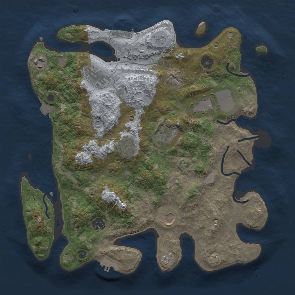Rust Map: Procedural Map, Size: 3550, Seed: 85114649, 16 Monuments