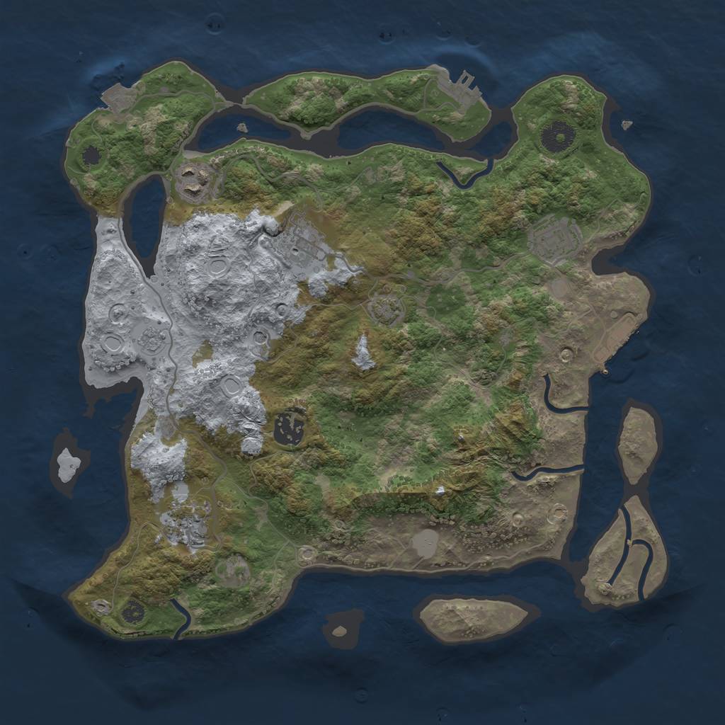 Rust Map: Procedural Map, Size: 3400, Seed: 4653001, 13 Monuments