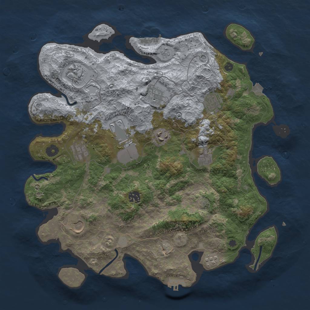 Rust Map: Procedural Map, Size: 3800, Seed: 132508143, 18 Monuments