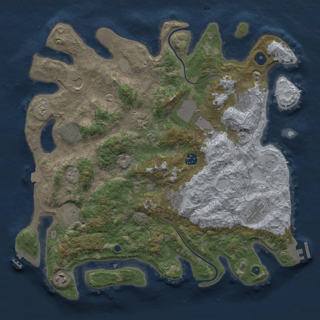 Rust Map: Procedural Map, Size: 3950, Seed: 90153901, 17 Monuments