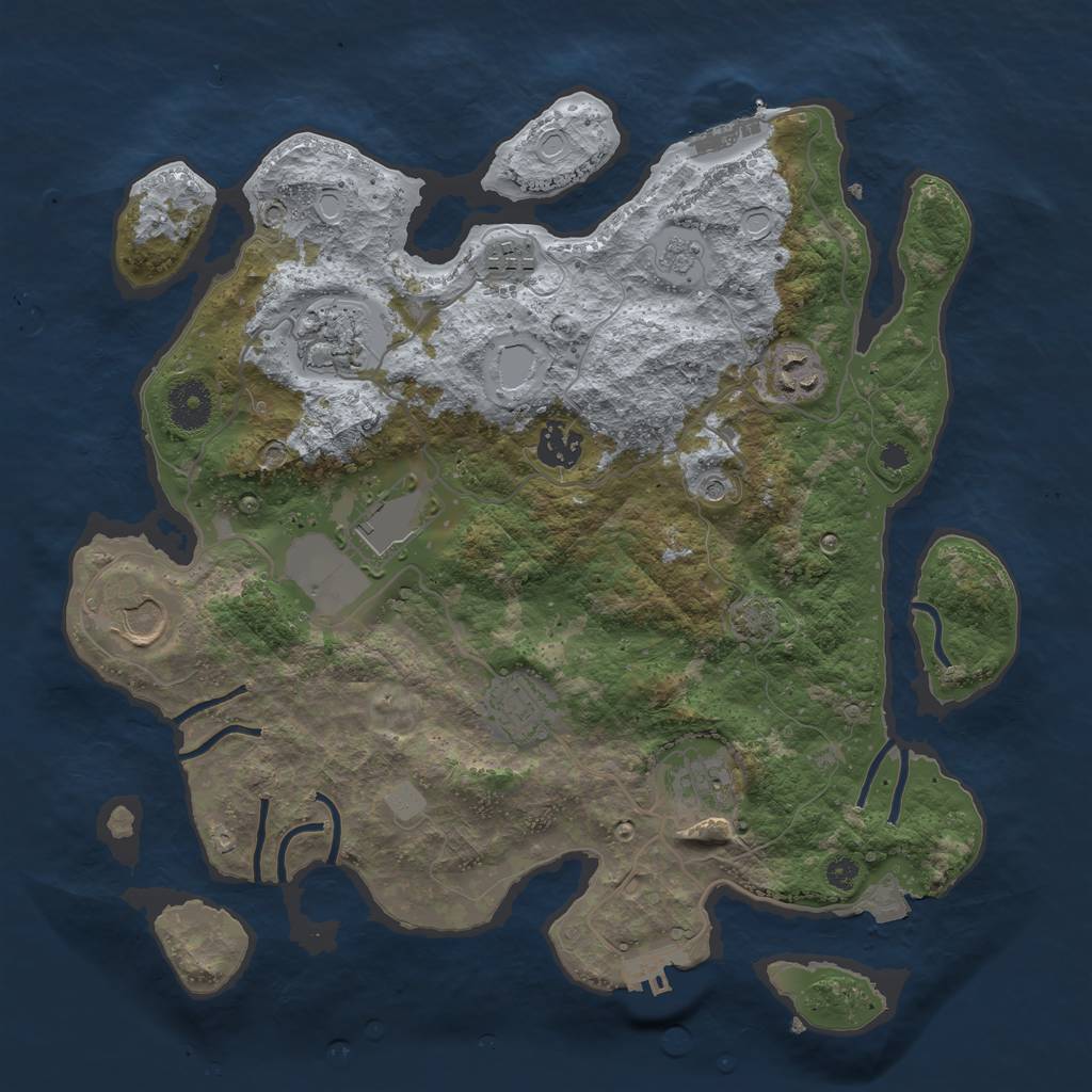 Rust Map: Procedural Map, Size: 3500, Seed: 47458302, 16 Monuments
