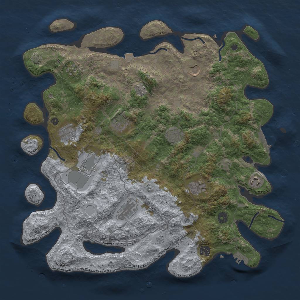 Rust Map: Procedural Map, Size: 4100, Seed: 76573368, 19 Monuments