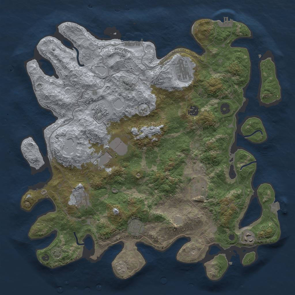 Rust Map: Procedural Map, Size: 4169, Seed: 1588, 17 Monuments