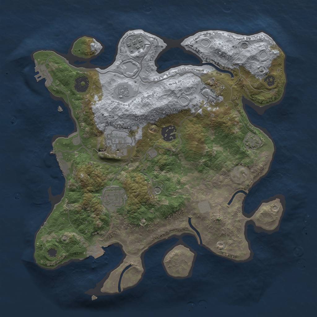 Rust Map: Procedural Map, Size: 3000, Seed: 64133, 13 Monuments