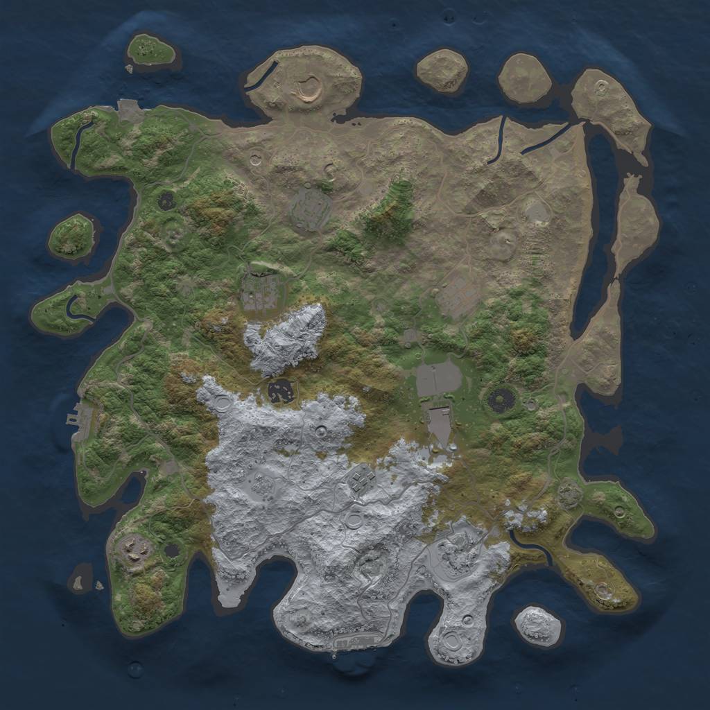 Rust Map: Procedural Map, Size: 4100, Seed: 59774330, 17 Monuments