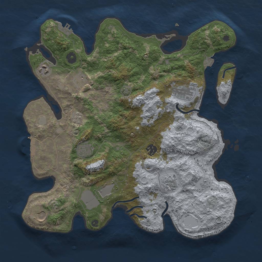 Rust Map: Procedural Map, Size: 3650, Seed: 49601173, 17 Monuments