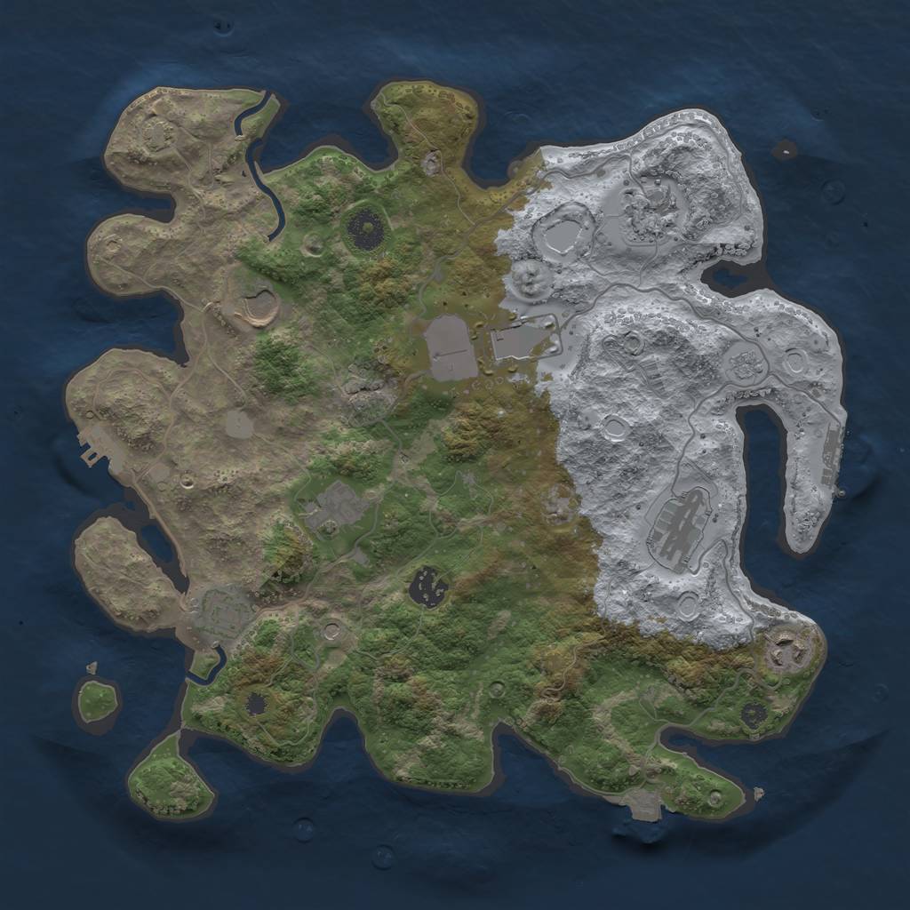 Rust Map: Procedural Map, Size: 3600, Seed: 5363392, 16 Monuments