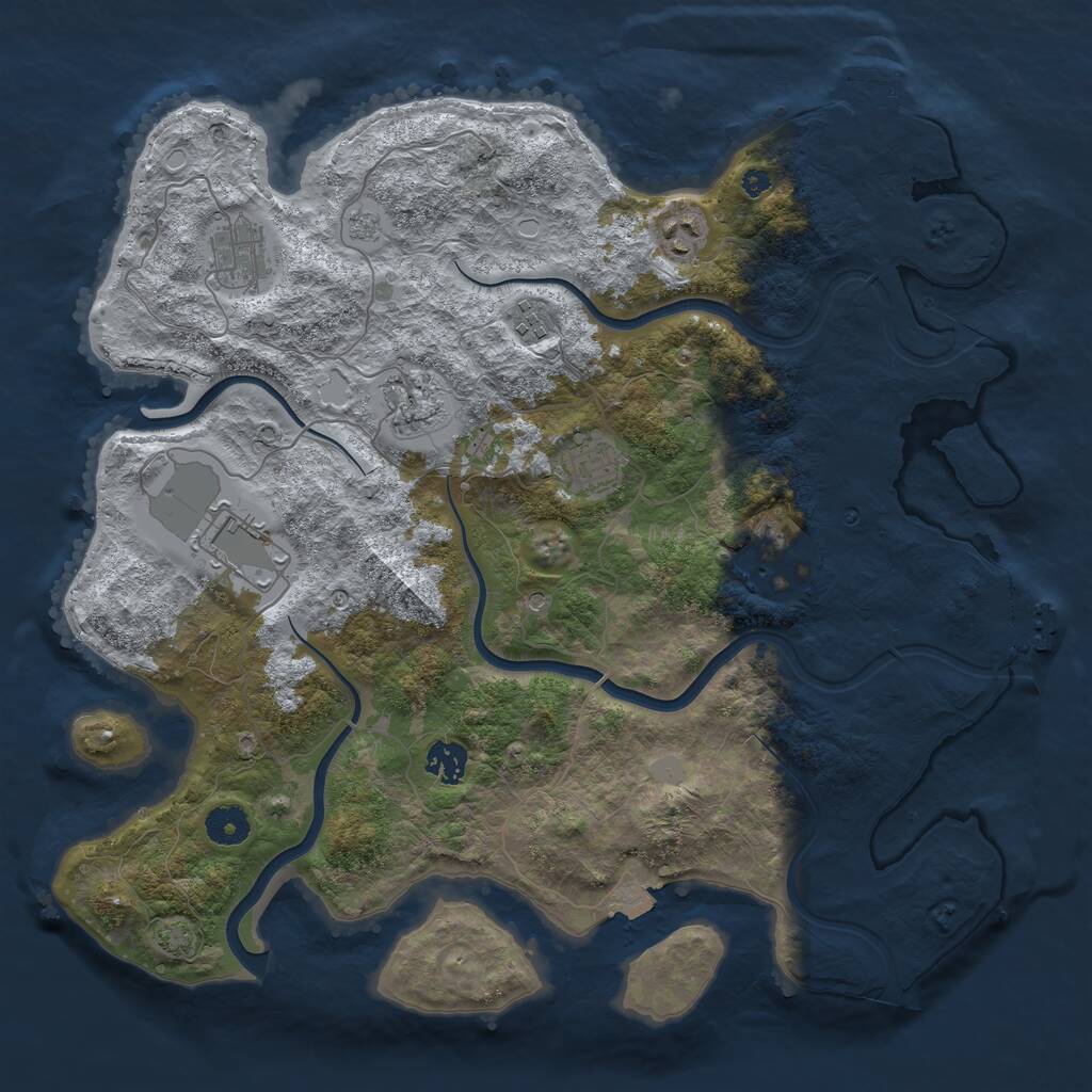 Rust Map: Procedural Map, Size: 3900, Seed: 52298530, 14 Monuments