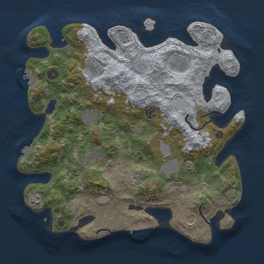 Rust Map: Procedural Map, Size: 3700, Seed: 7285113, 16 Monuments