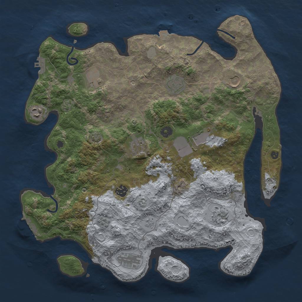 Rust Map: Procedural Map, Size: 3900, Seed: 3645151, 18 Monuments