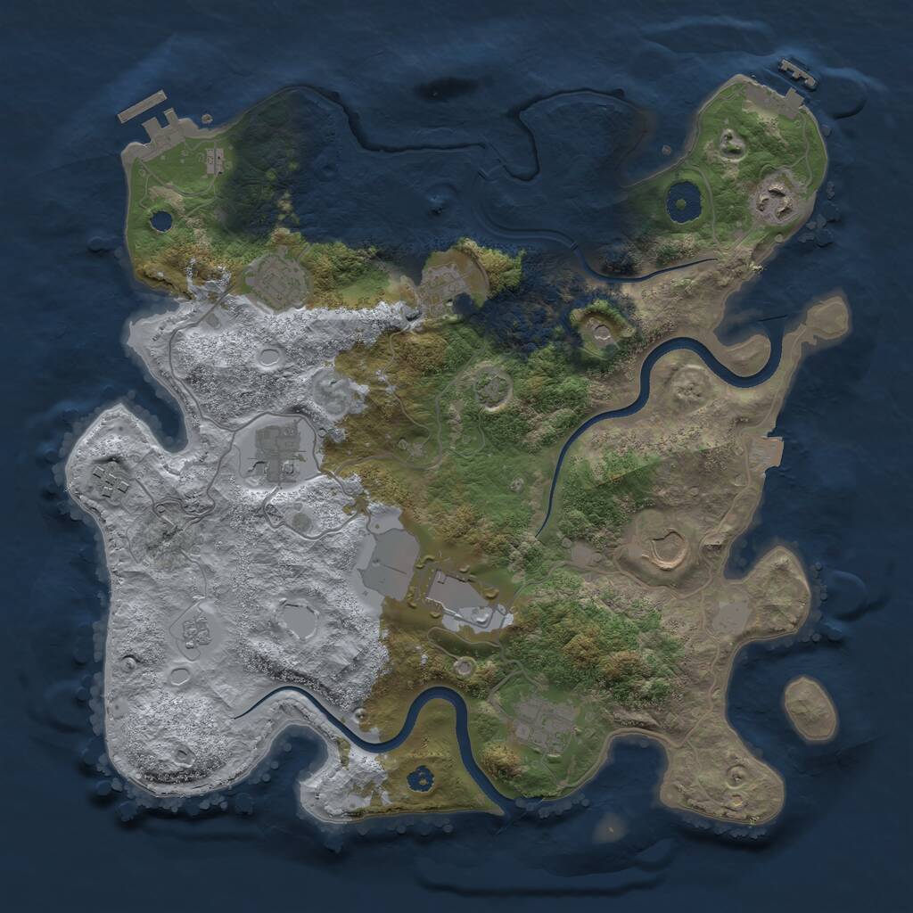 Rust Map: Procedural Map, Size: 3550, Seed: 11338039, 14 Monuments
