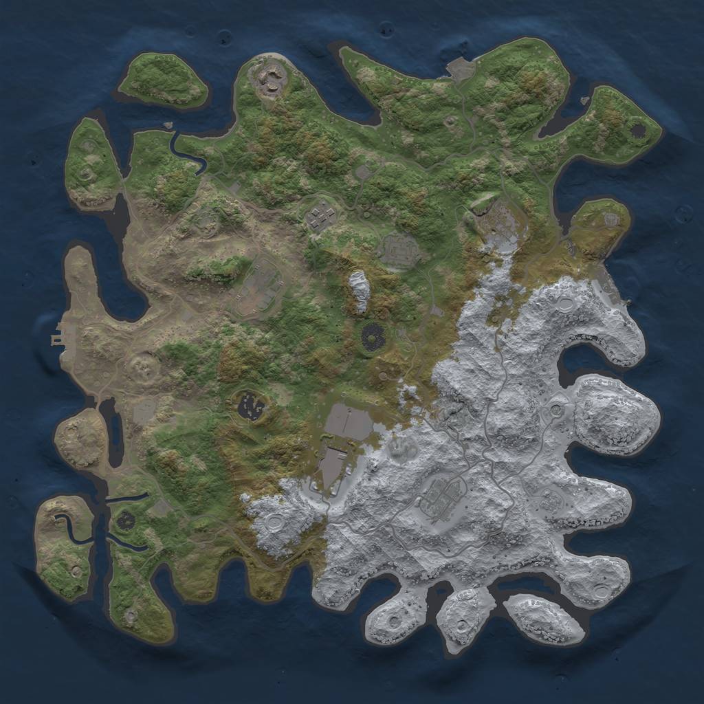 Rust Map: Procedural Map, Size: 4000, Seed: 14555, 16 Monuments