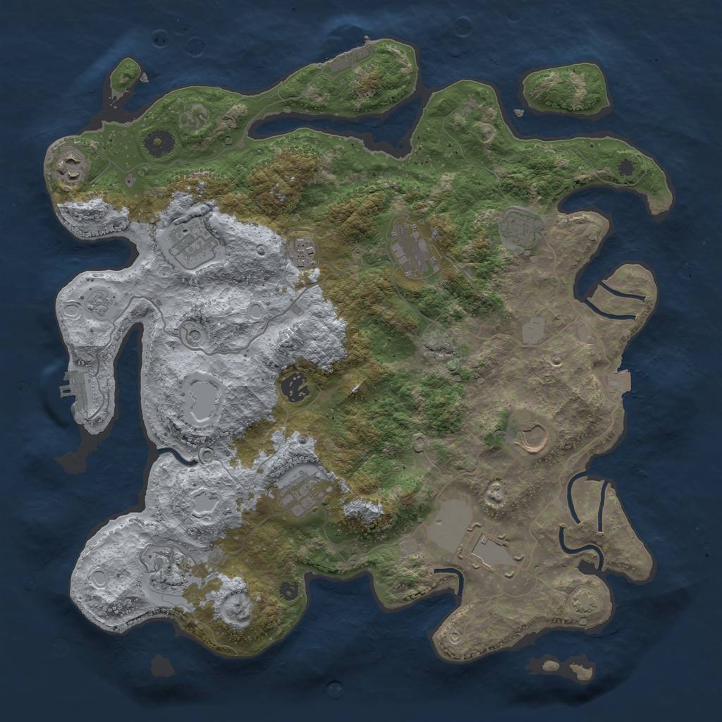 Rust Map: Procedural Map, Size: 3850, Seed: 66502364, 18 Monuments