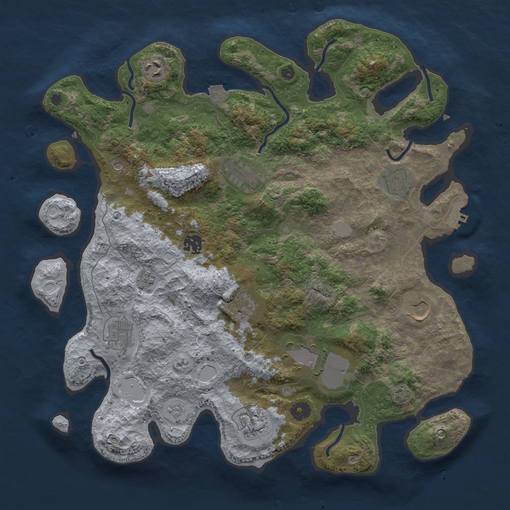 Rust Map: Procedural Map, Size: 3950, Seed: 30579734, 17 Monuments
