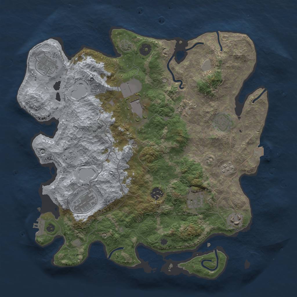 Rust Map: Procedural Map, Size: 3700, Seed: 63278931, 16 Monuments