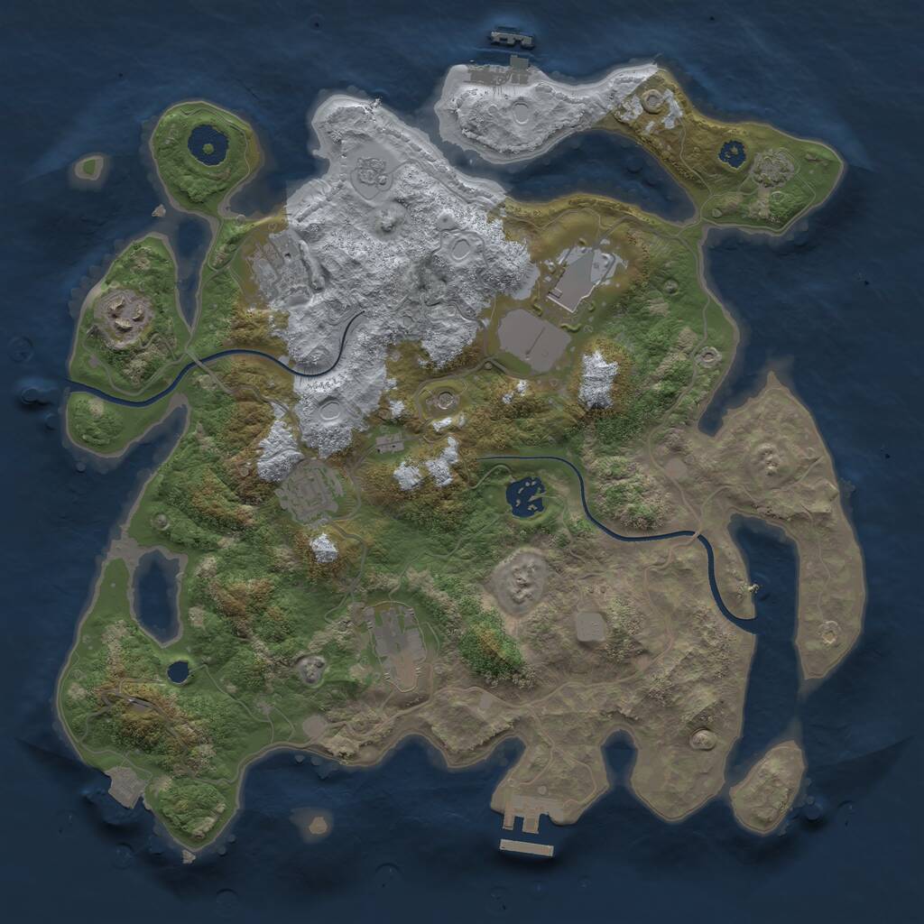 Rust Map: Procedural Map, Size: 3500, Seed: 1550274600, 12 Monuments