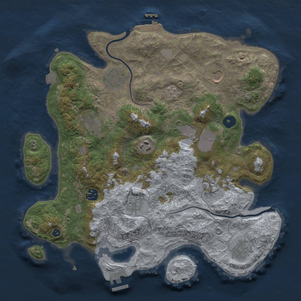 Rust Map: Procedural Map, Size: 3650, Seed: 40059997, 16 Monuments