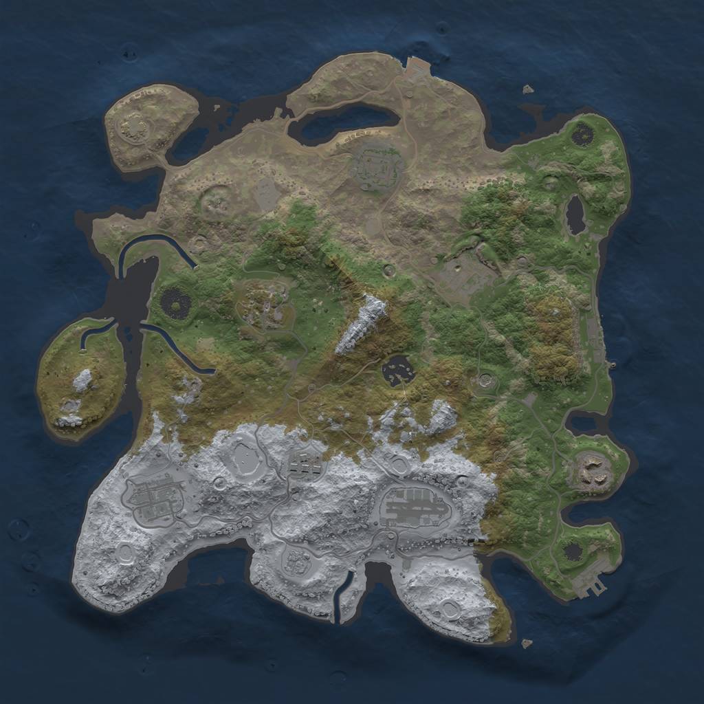 Rust Map: Procedural Map, Size: 3400, Seed: 46192282, 16 Monuments
