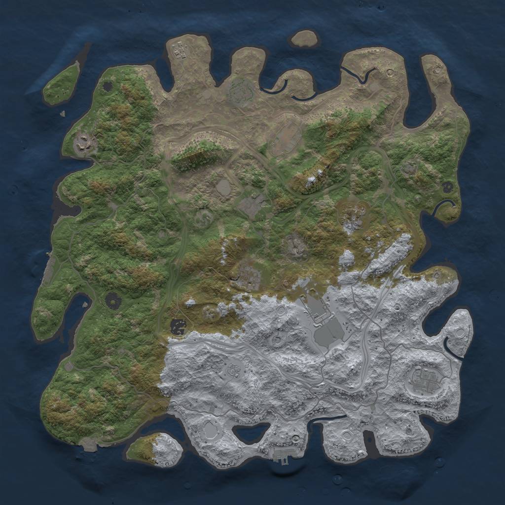 Rust Map: Procedural Map, Size: 4500, Seed: 290352953, 18 Monuments