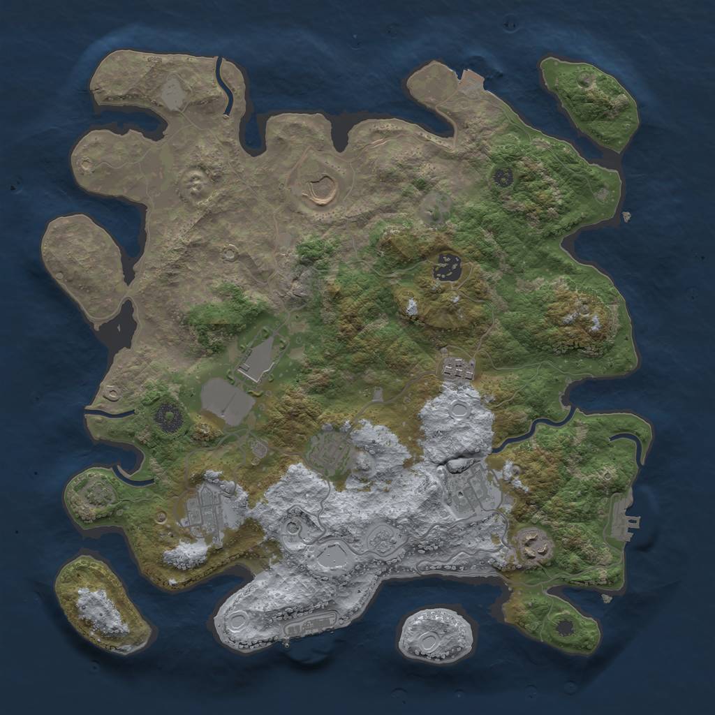 Rust Map: Procedural Map, Size: 3650, Seed: 95030325, 16 Monuments