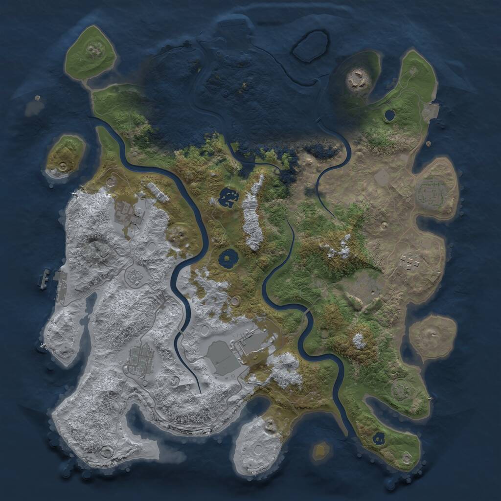 Rust Map: Procedural Map, Size: 3900, Seed: 34748521, 14 Monuments